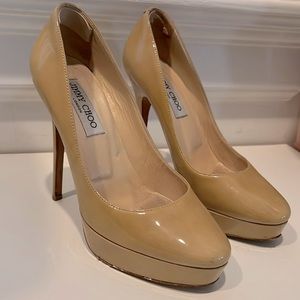 Jimmy Choo - Nude Platform pumps patent leather